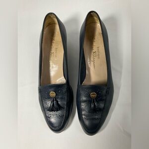 Salvatore Ferragamo Dark Blue Tassel heels